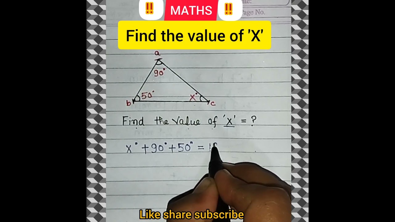 #Find the value of 'X' #maths #triangle #ytshorts #shortsfeed