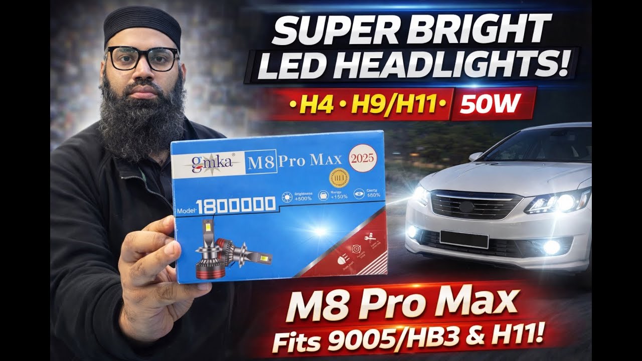 GMKA M8 Pro Max Led Headlight Original 50 Watts 2 Pcs Set