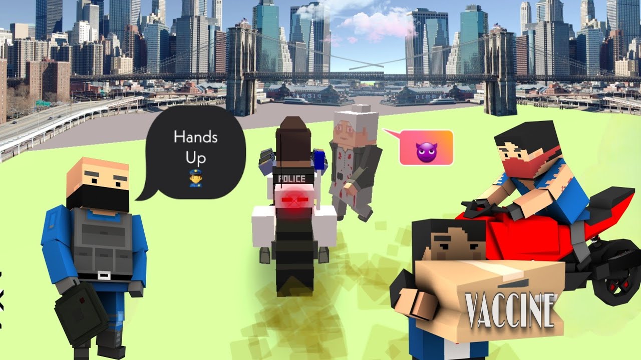 Blocky Moto Racing: Creepy Zombie Granny from Blockapolypse in Airport | Brave Nerd Save Defeat Her