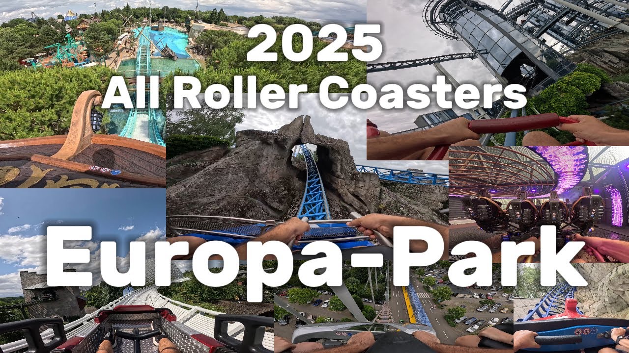 All Roller Coasters in Amusement Park Europa Park Rust Germany, POV 4k, On Ride