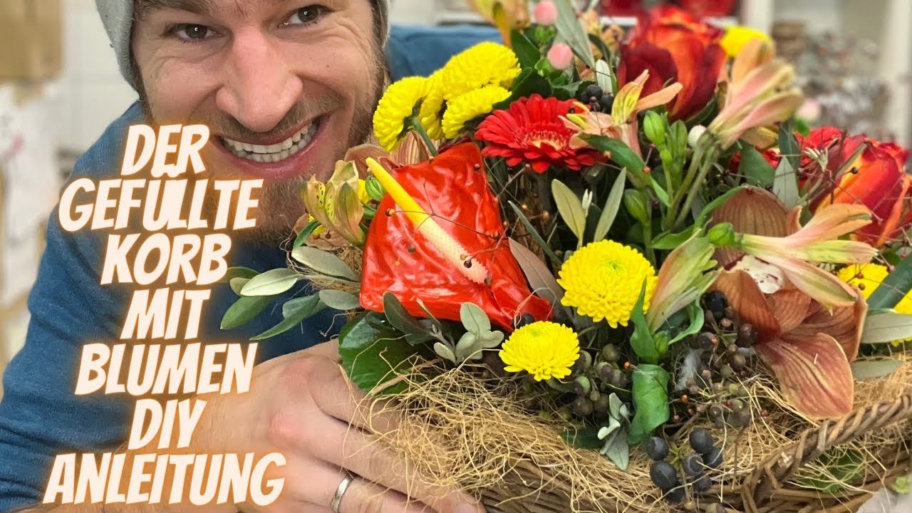 Der Gef&uuml;llte Korb mit frischen Blumen - DIY Anleitung f&uuml;r Blumengesteck Schritt f&uuml;r Schritt erkl&auml;rt