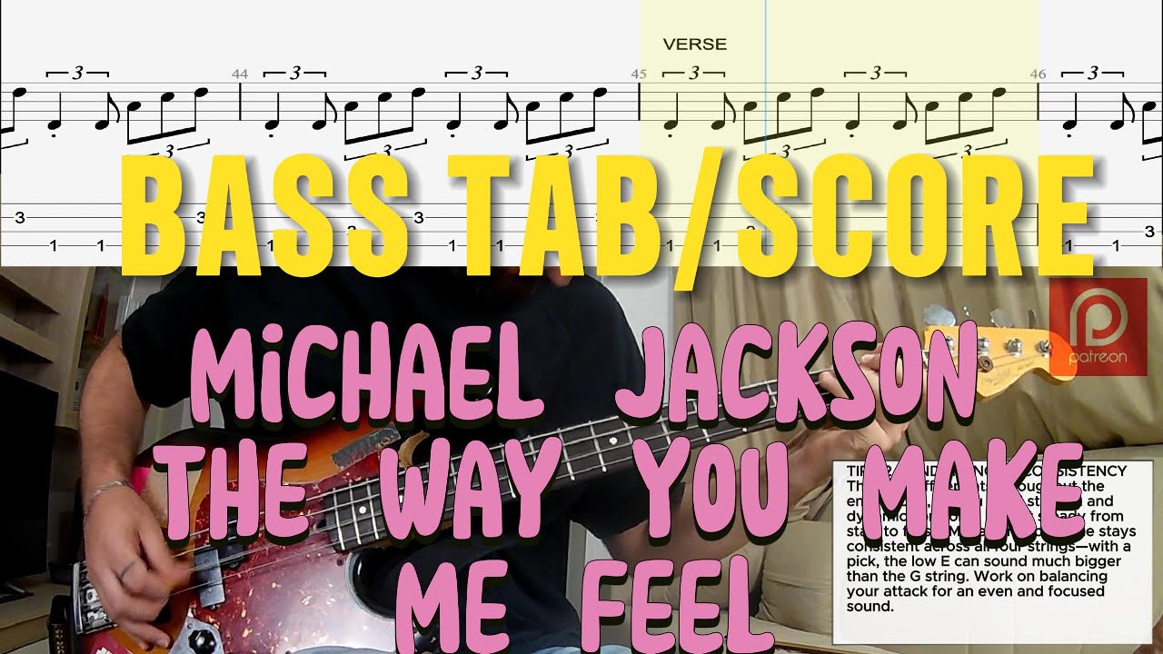 Michael Jackson - The Way You Make Me Feel BASS COVER + TAB + SCORE