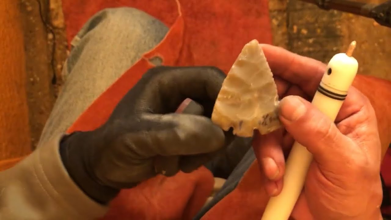 Notching a Wray point Texas rock.