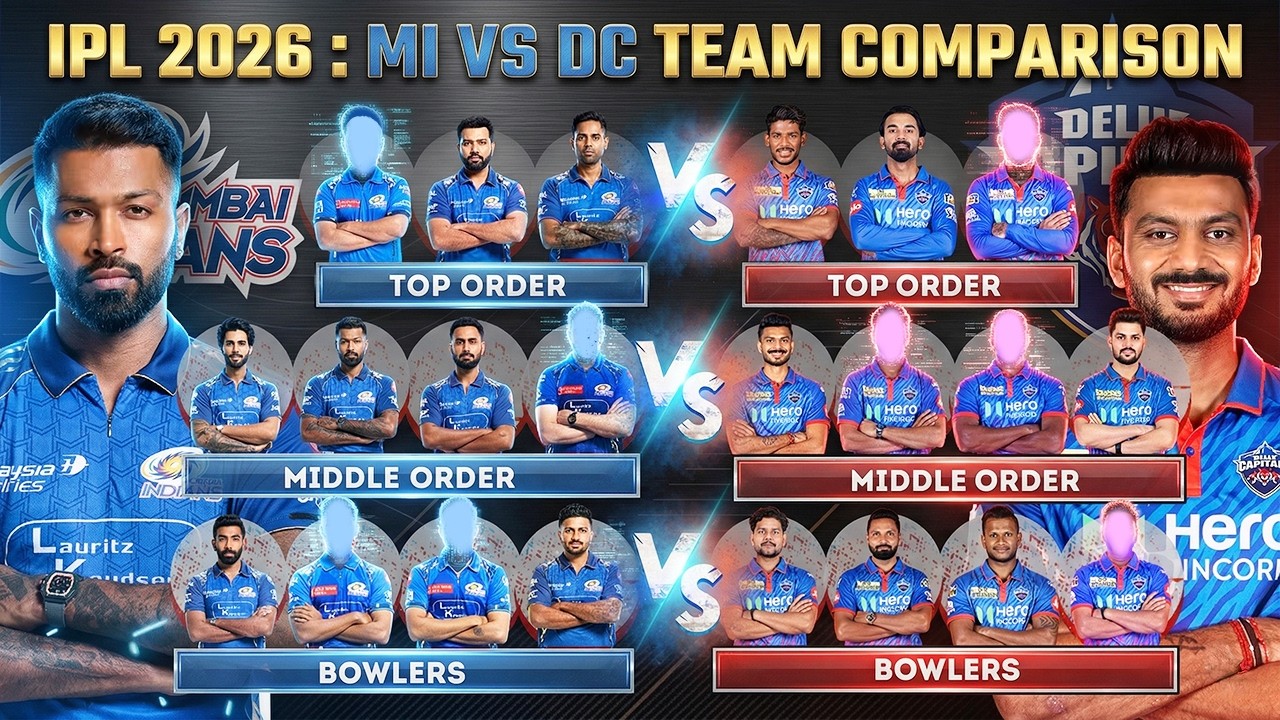 IPL 2026 : Mumbai Indians vs Delhi Capitals Team Comparison | IPL 2026 | DC vs MI Playing 11
