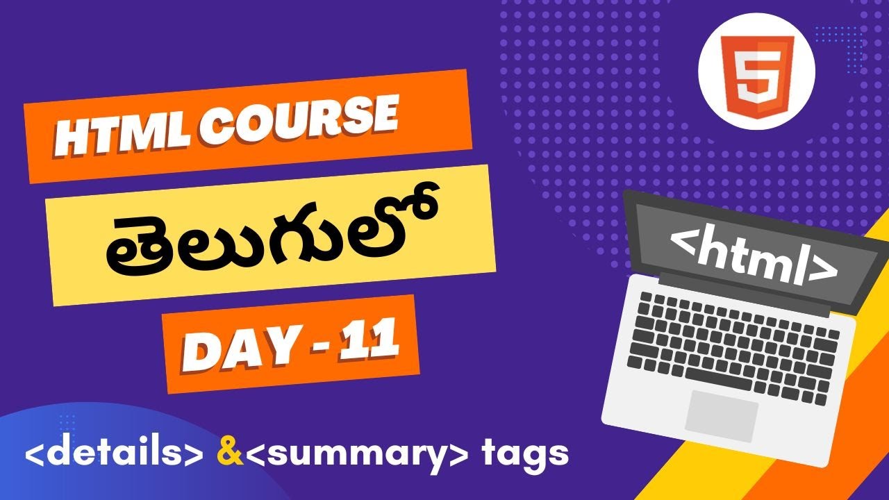 Summary  tag in HTML | Details Tag in  HTML | HTML tutorial for beginners| HTML Tags in Telugu #html