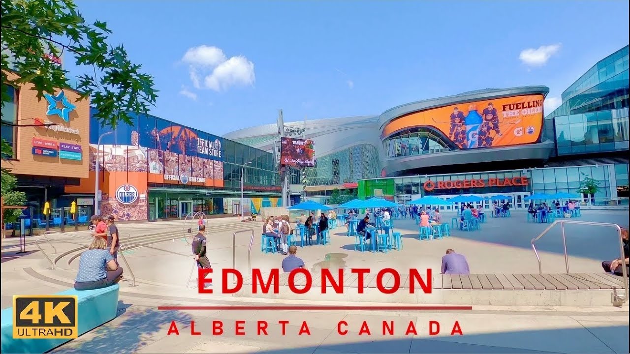 4K🇨🇦 Discover CANADA - Downtown Streets Walking Tour of ICE DISTRICT and City Centre of Edmonton 4K