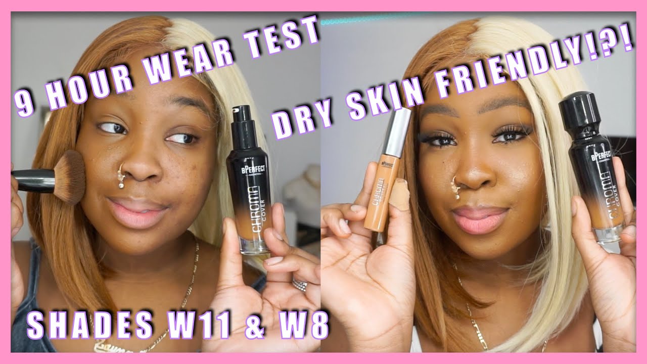BPERFECT COSMETICS CHROMA COVER FOUNDATION & CONCEALER | REVIEW + 9 HOUR WEAR TEST | DRY SKIN
