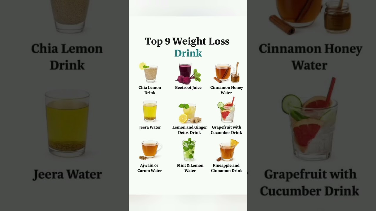 Top 9 Weight Loss Drink #weightloss #drink #fatloss #bestfood #protein #vitamin #shorts #trending