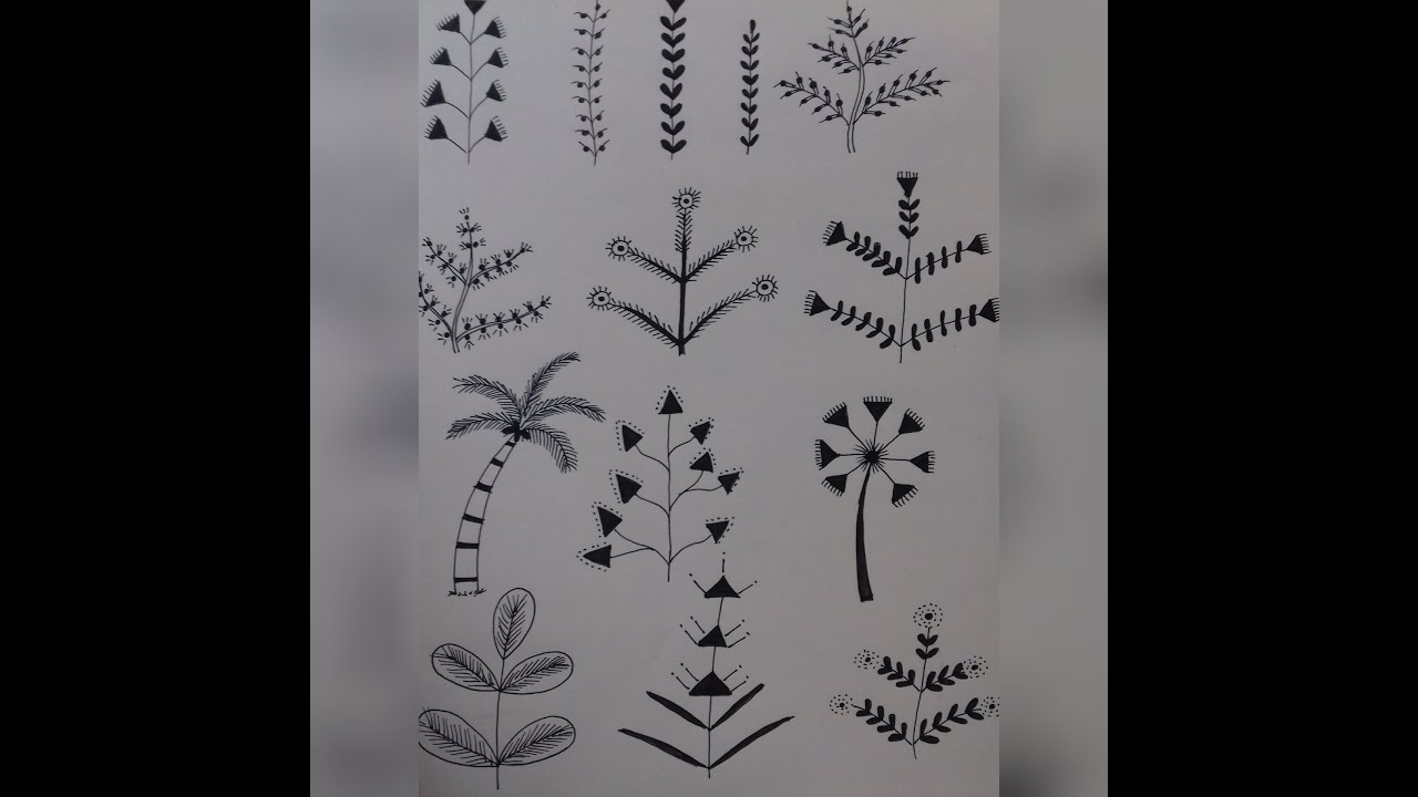 Warli art tutorial 11 - Warli plants and trees #warliplants #warlitrees #warliforbeginners