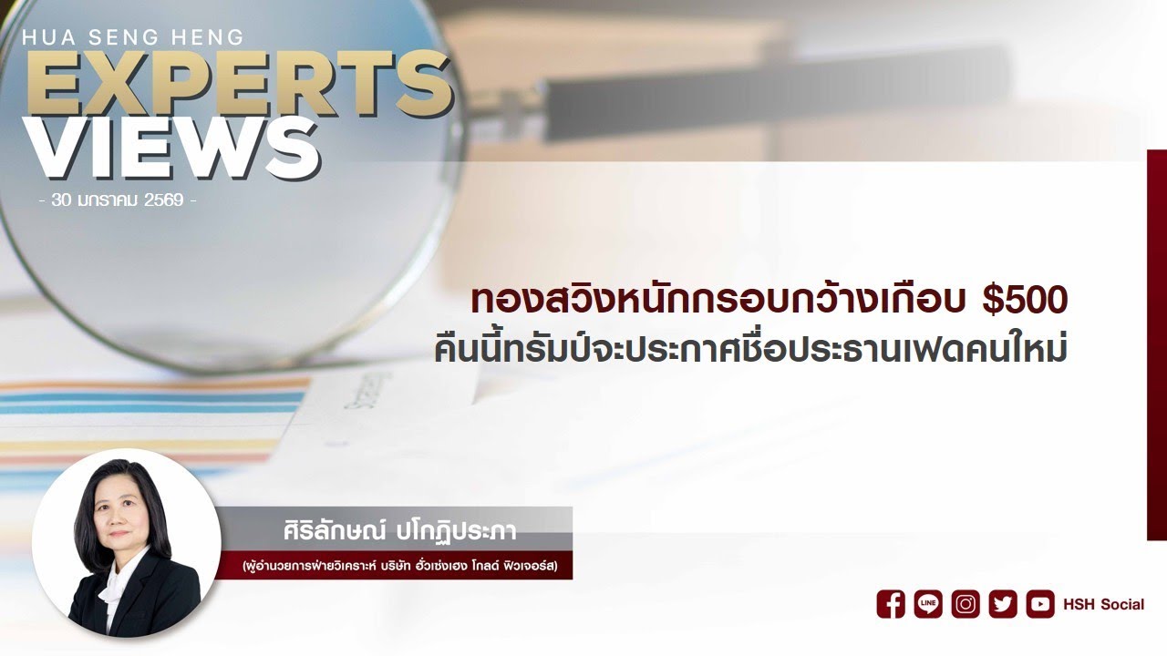 ทองสวิงหนักกรอบกว้างเกือบ $500 คืนนี้ทรัมป์จะประกาศชื่อประธานเฟดคนใหม่