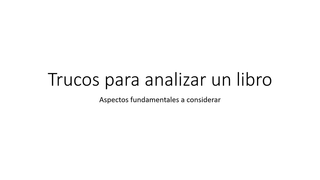 Trucos para analizar un libro