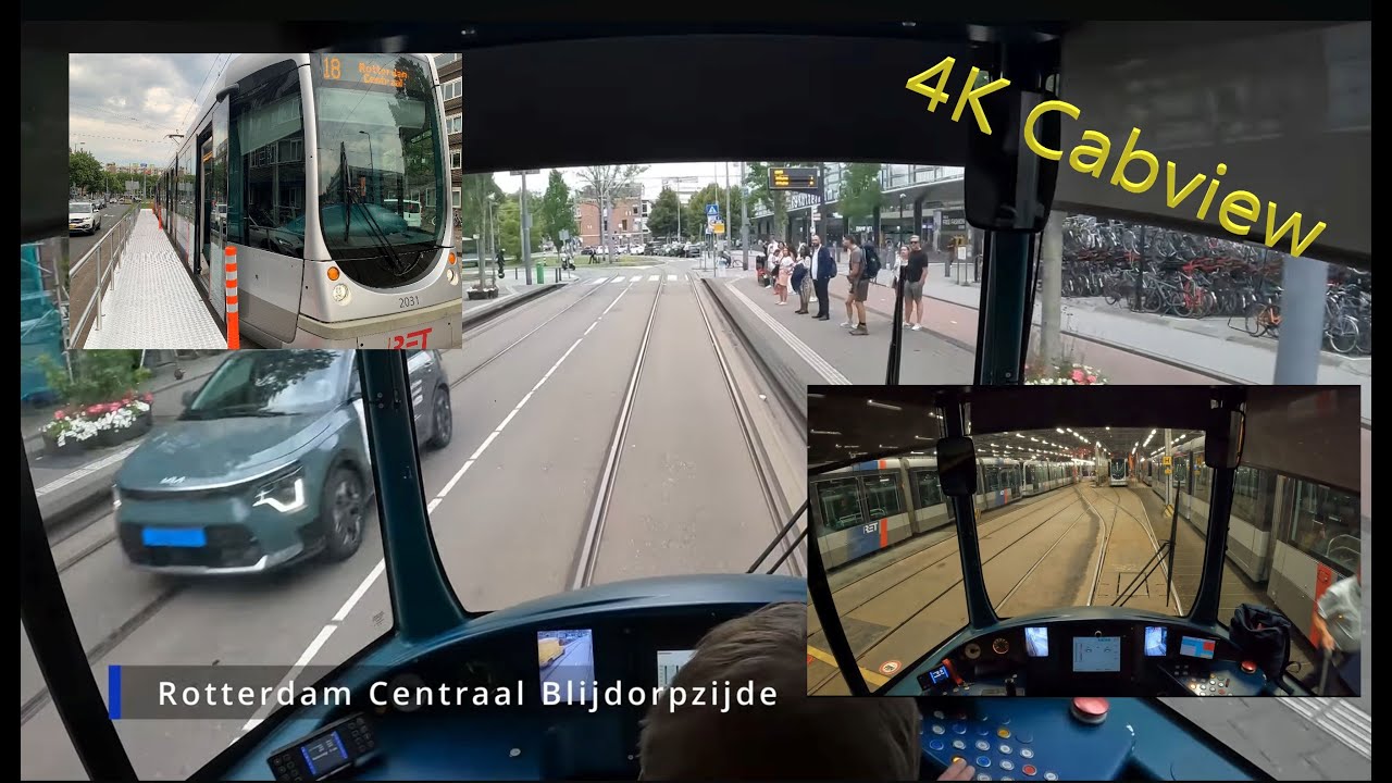 Metro Shuttle|Special Tram Line 18|Rotterdam Centraal-Blijdorp vv|Ride To Kralingen Depot|4K Cabview