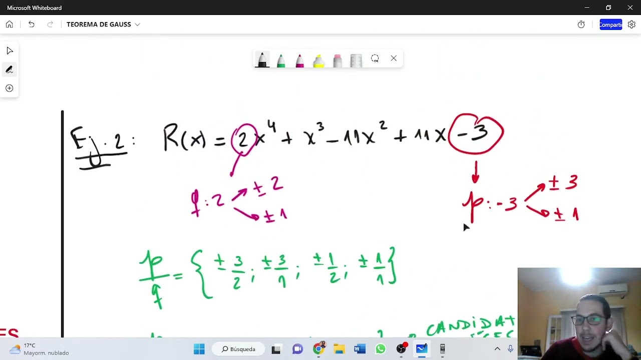TEOREMA DE GAUSS (PARTE 2): EJEMPLO POLINOMIO GRADO 4