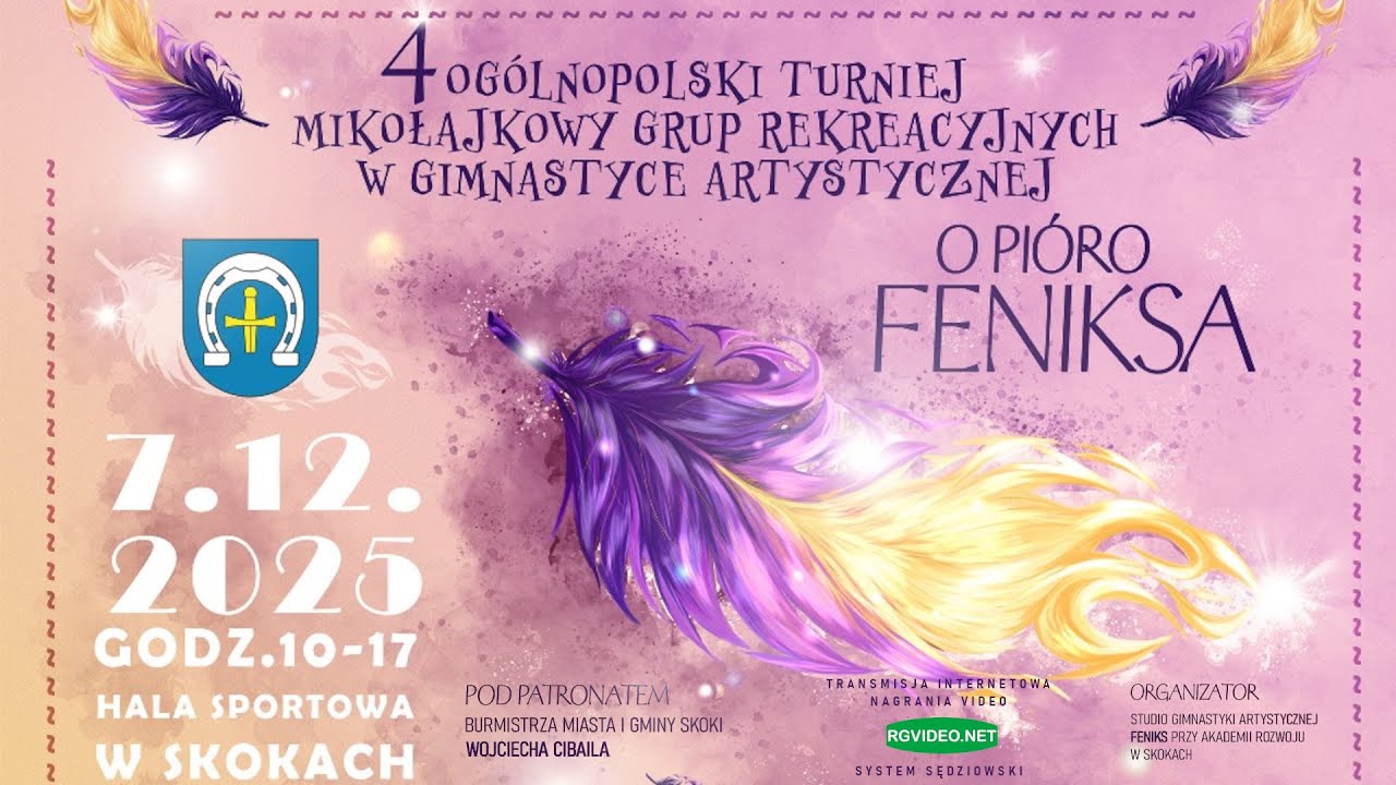 ZAPRASZAMY -7.12.2025 - 4 OGÓLNOPOLSKI TURNIEJ MIKOŁAJKOWY W GIMNASTYCE ARTYSTYCZNEJ O PIÓRO FENIKSA