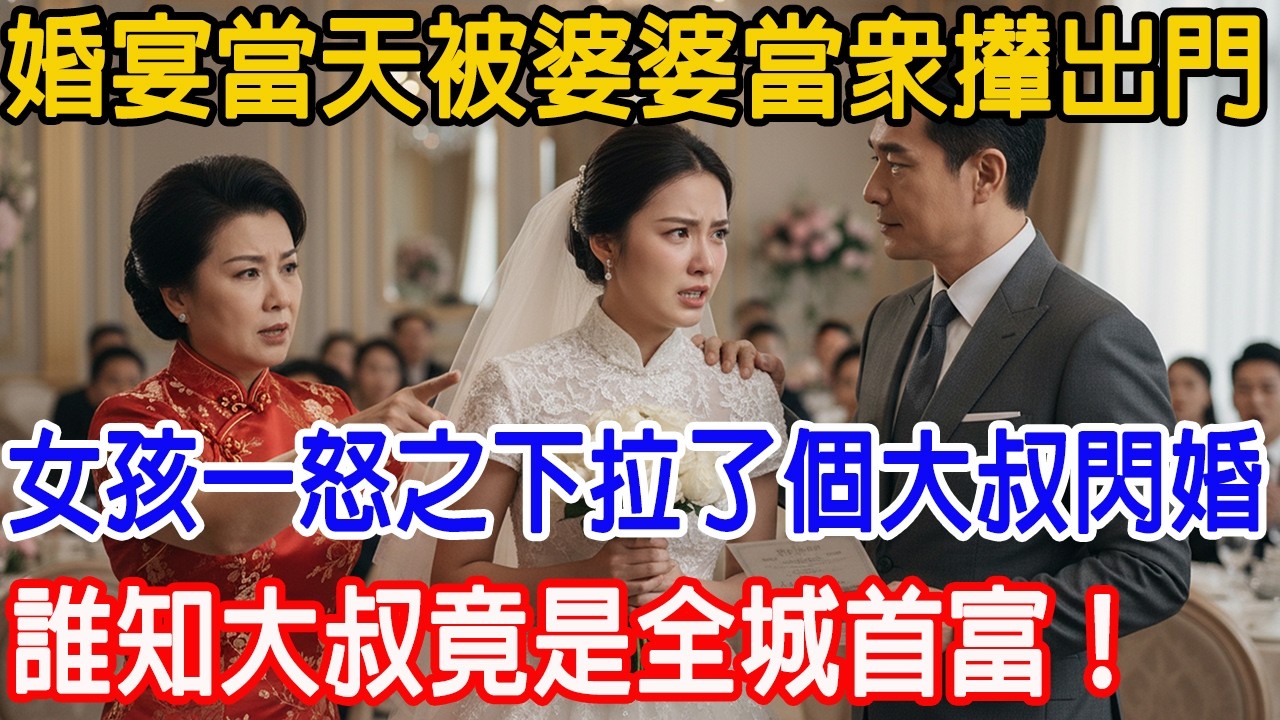 【一口氣看完】婚宴當天被婆婆當眾攆出門，女孩一怒之下拉了個大叔閃婚，誰知大叔竟是全城首富！#故事頻道 #情感故事 #故事樹洞 #原創