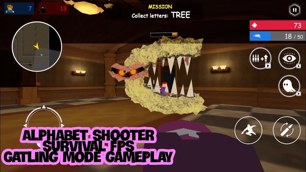 Alphabet shooter survival fps gameplay gatling mode walkthrough game review