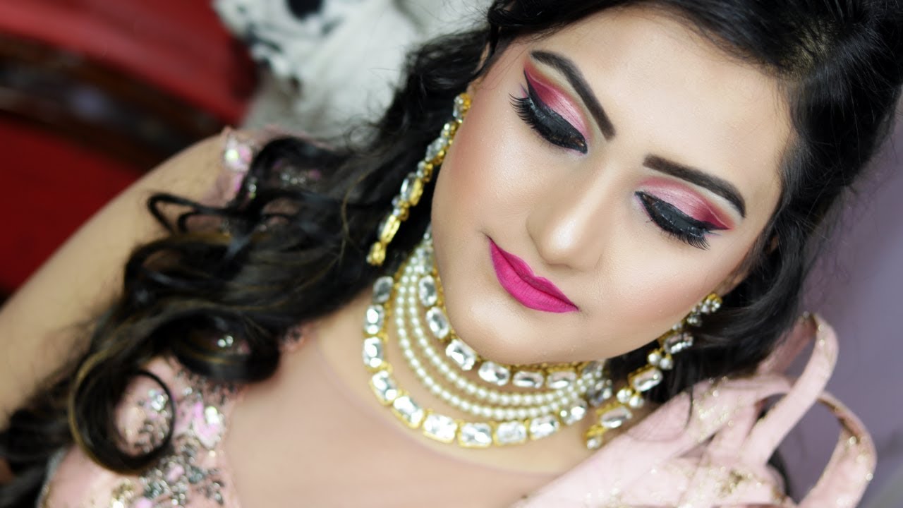 Pink Engagement Makeup Class By Prabha Makeover