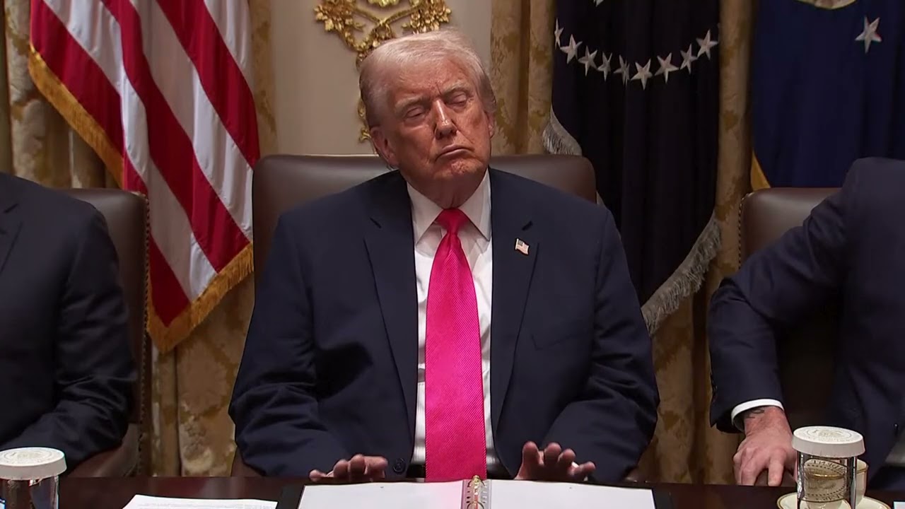 Trump appears sleepy at Cabinet meeting with eyes closed and head nodding at White House
