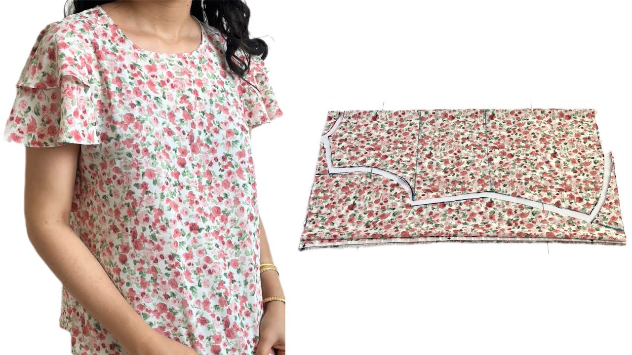 ✅How to Sew a simple blouse💥 with wonderful sleeves for beginners 💯✔️with only 1 meter Fabric