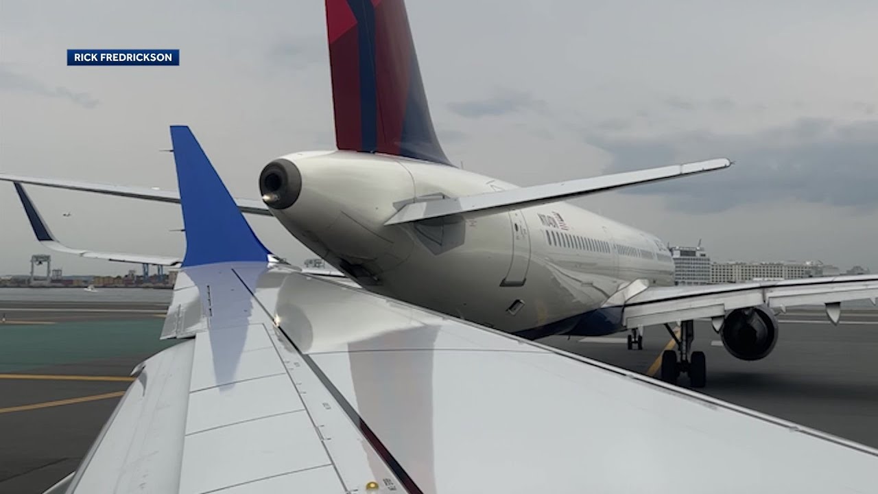 Passenger shoots video of United plane clipping Delta on tarmac at Boston Logan