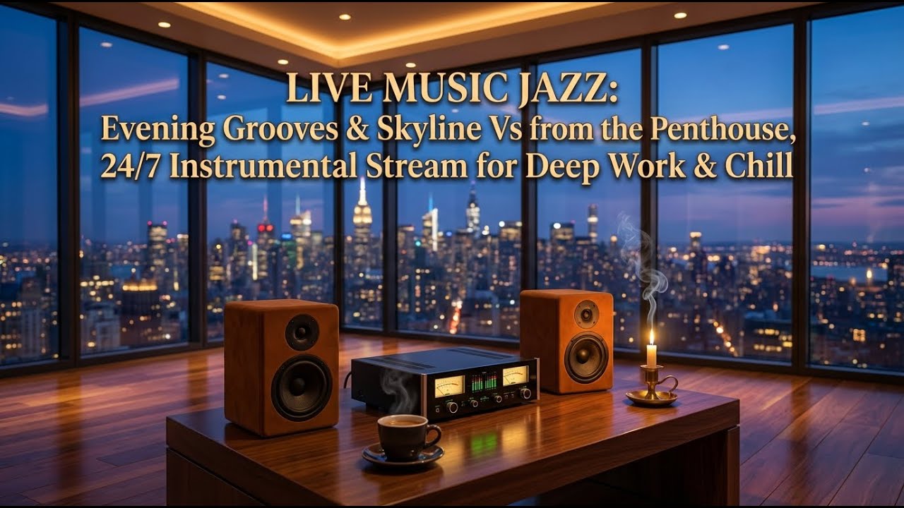 Modern Jazz Apartment City View LIVE 🎷 Piano Music for Night Focus & Calm Mood