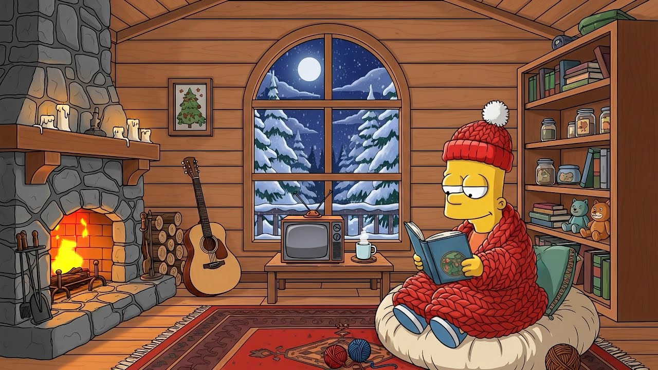 Bart’s Cozy Winter Cabin ❄️ | Warm Lofi Beats for Snowy Nights | Relax & Focus 🌙