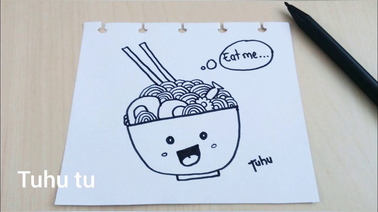 Doodle Art Tutorial Easy Noodle Mie Ayam | Cara Menggambar Mie Ayam Gampang Dan Lucu