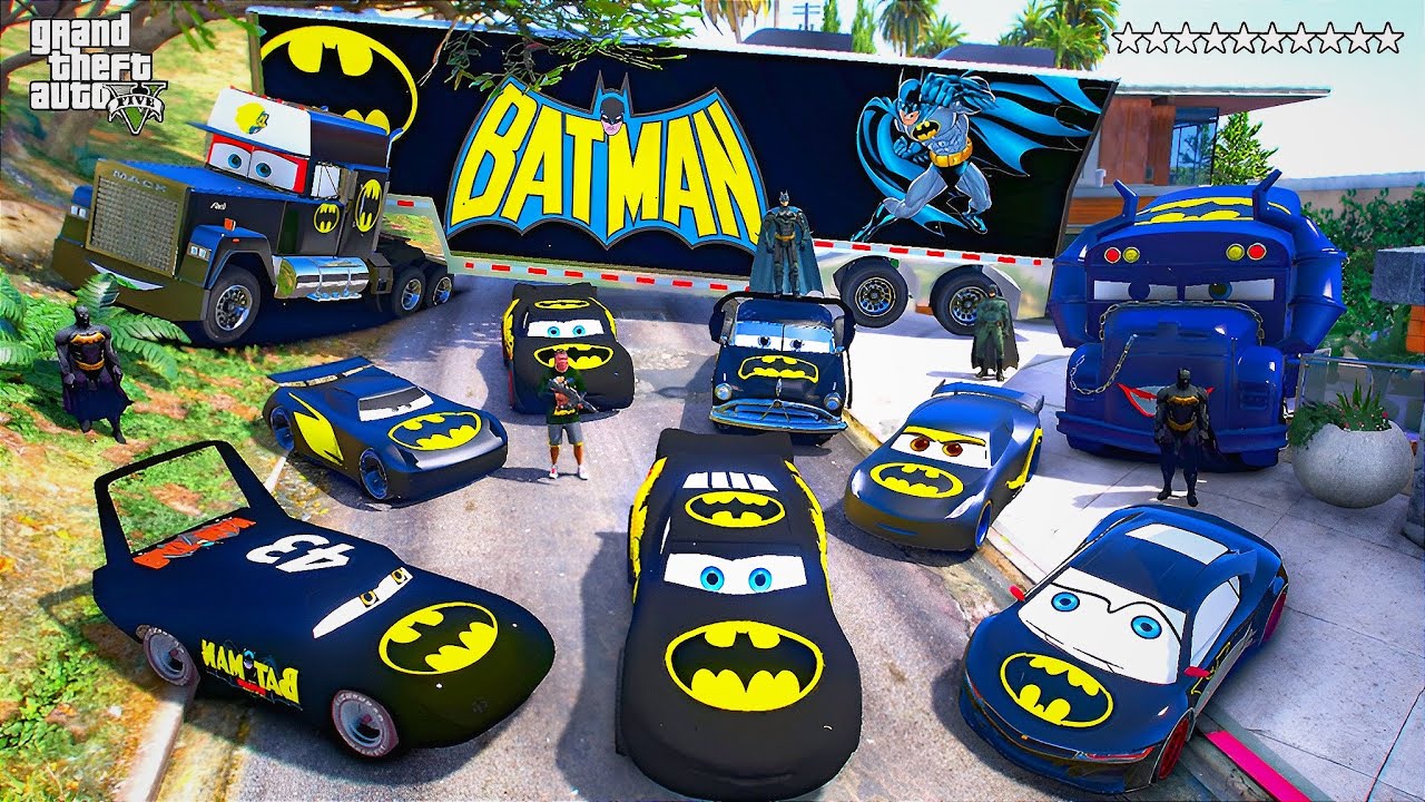 GTA 5 - Stealing BATMAN MCQUEEN Cars With Franklin! in GTA V (Real Life Cars #50)