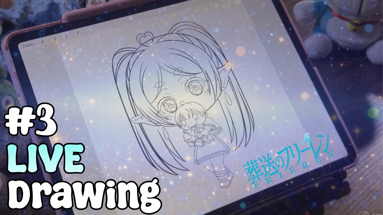 Drawing Chibi Frieren & Himmel 🪻 Cozy Art Stream