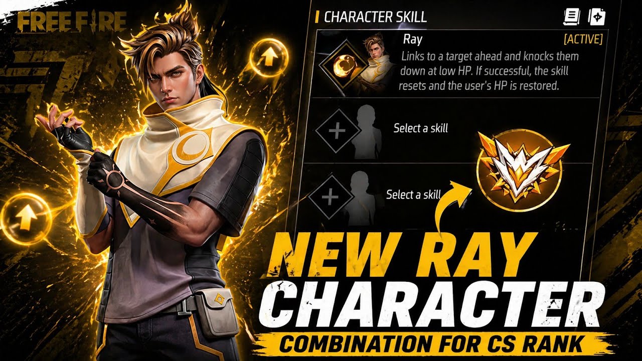 😱 New Ray Character Best Combination for CS Rank 2026 | Free Fire OP Combo 🔥