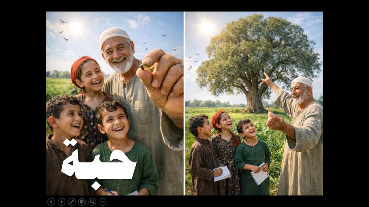 حبة / حلقة تربوية رائعة / دروس وعبر / بداية / انظر لتلك الشجرة / كيف نمت من حبة / حكايات عبد الحكيم