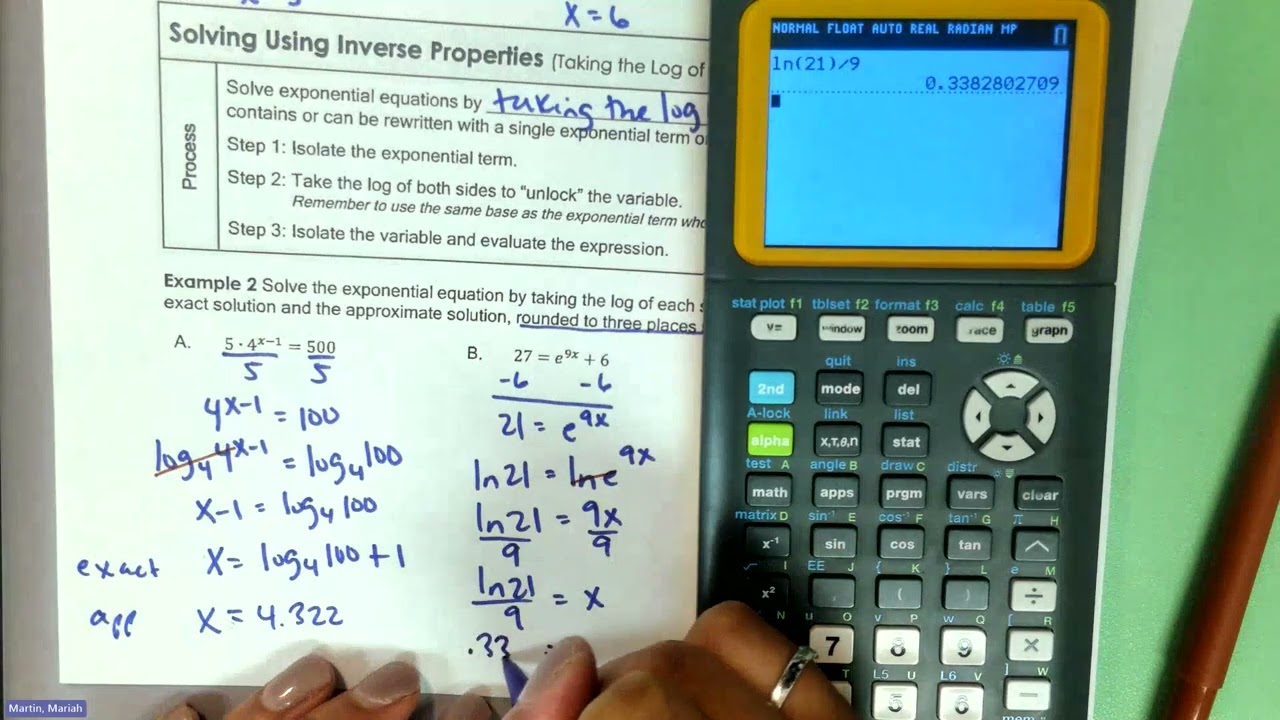 ALG 2 - Solving Exponential Equations