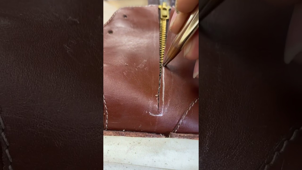 How to stitch zipper to shoe. #sneakerhead #leathershoes #customshoes