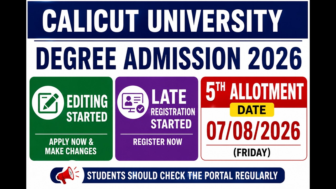 Calicut University Degree Admission Late Registration and Editing 