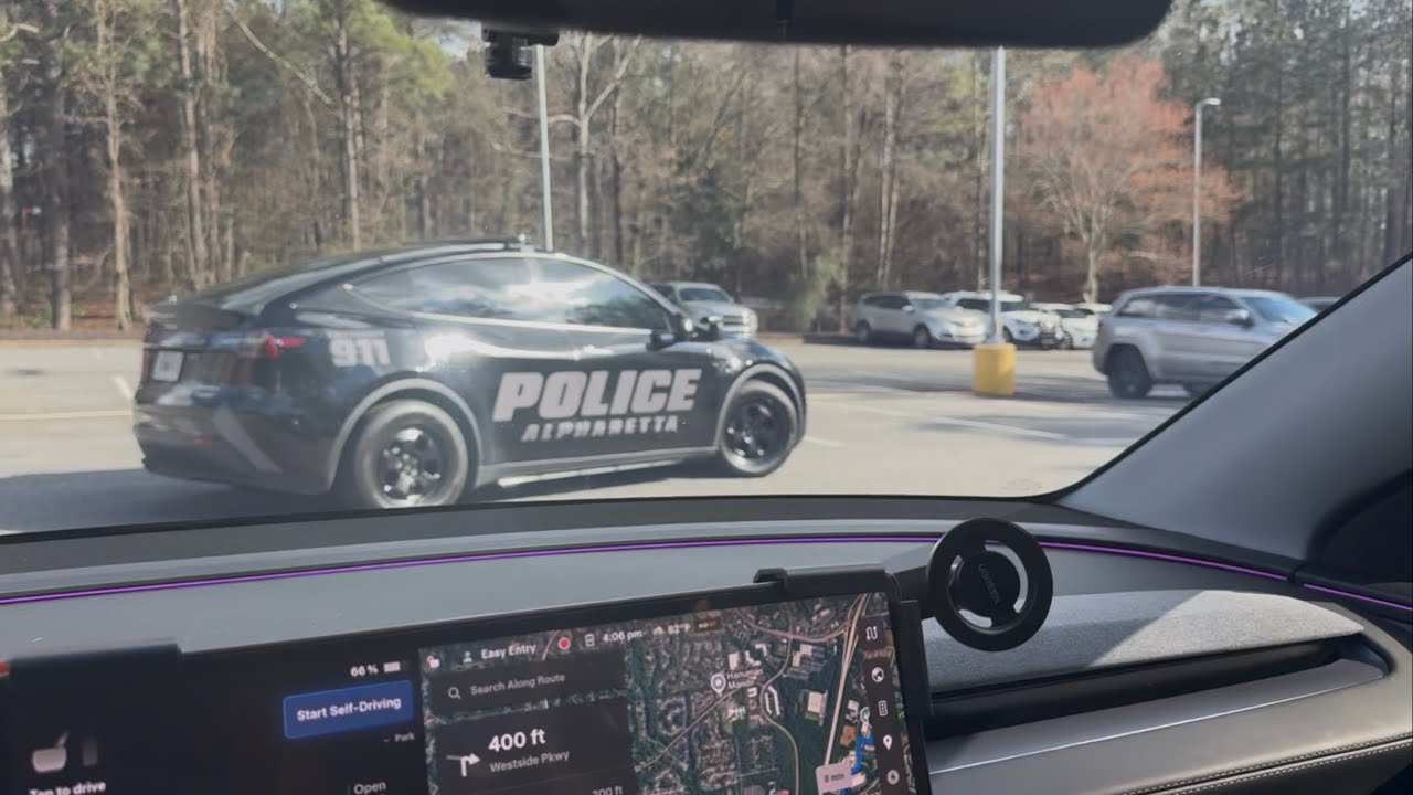 Charging My Tesla at Alpharetta’s New Supercharger… Next to a Police Model Y