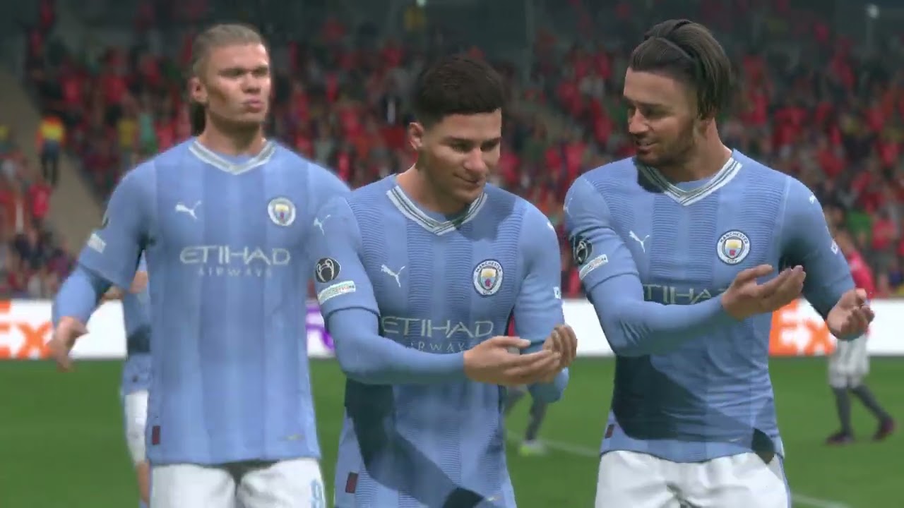 Playing ea fc/4k full cinematic vid/man city vs manutd/championsleague final