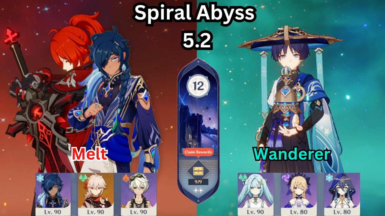 Diluc Ragbros Melt + C1R1 Wanderer Electro | 5.2 Spiral Abyss Floor 12 | Genshin Impact