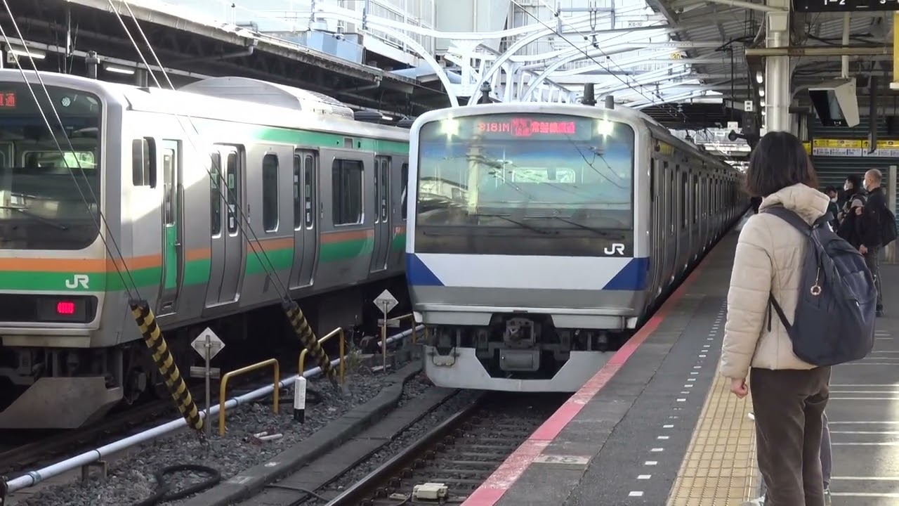 1日2本になってしまった常磐線特別快速（下りE531系）が休日午後の上野駅に到着