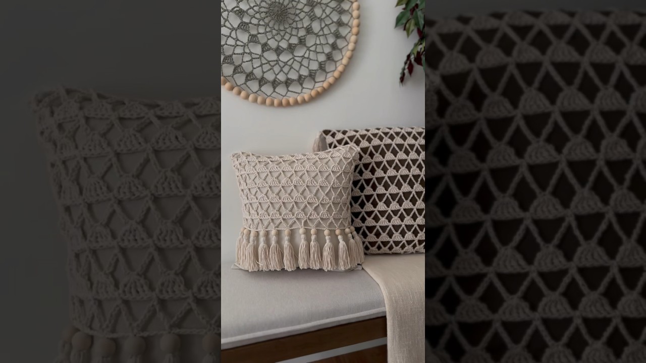 Crochet pillow cover tutorial with subtitles