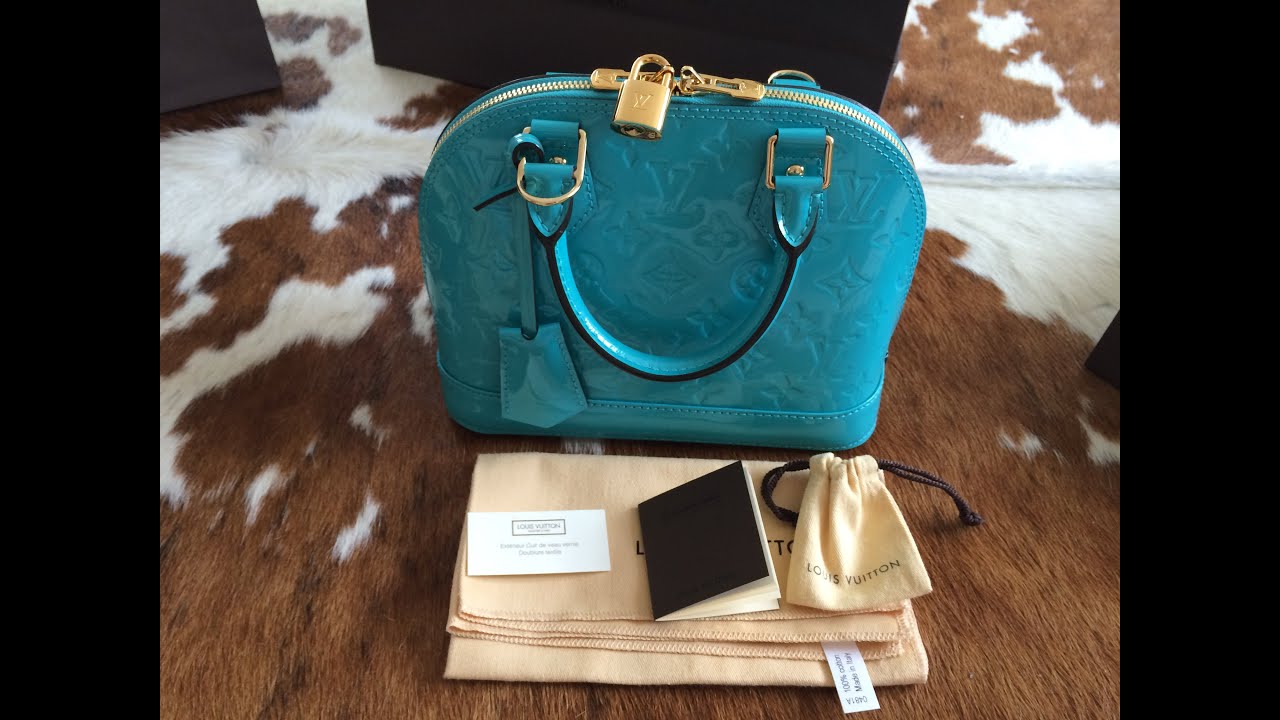 Unboxing Louis Vuitton Vernis Alma BB in Turquoise