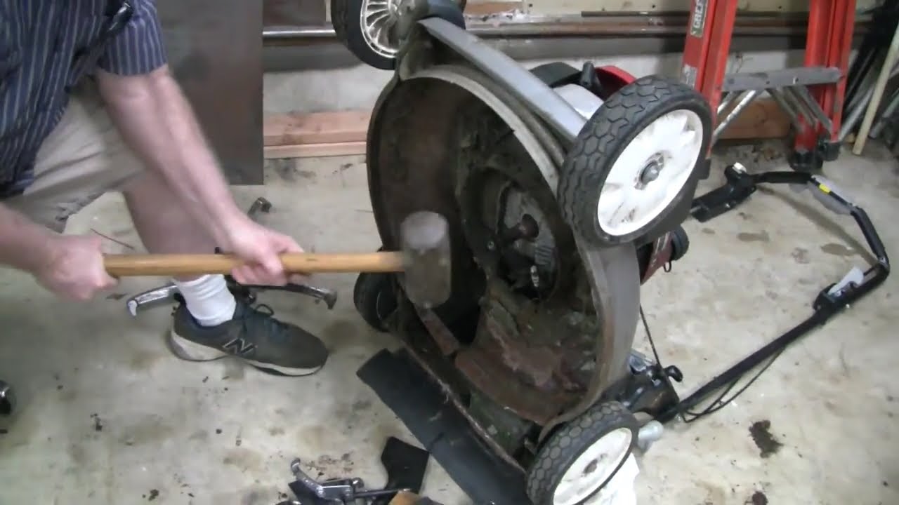 STRAIGHTENING BENT CRANKSHAFT ON A LAWNMOWER