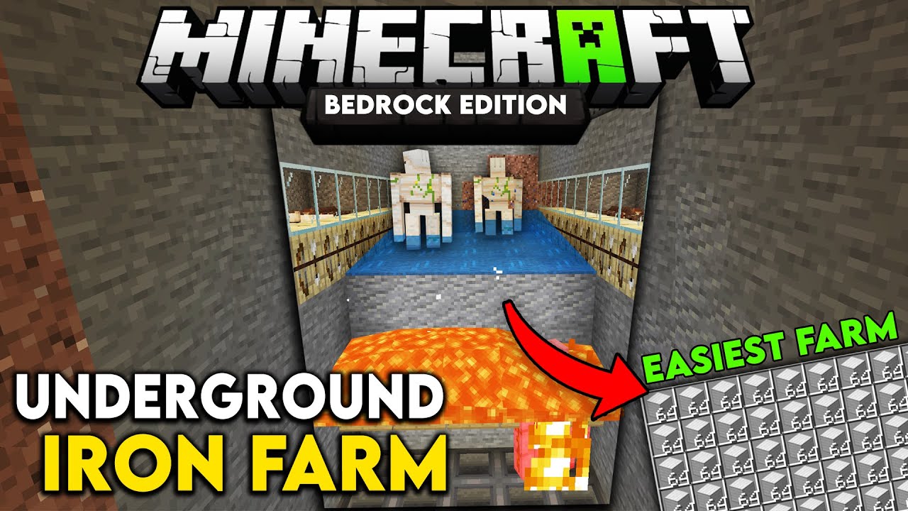 UNDERGROUND IRON FARM 1.17 Tutorial in Minecraft Bedrock (MCPE/Xbox/PS4/Nintendo Switch/Windows10)