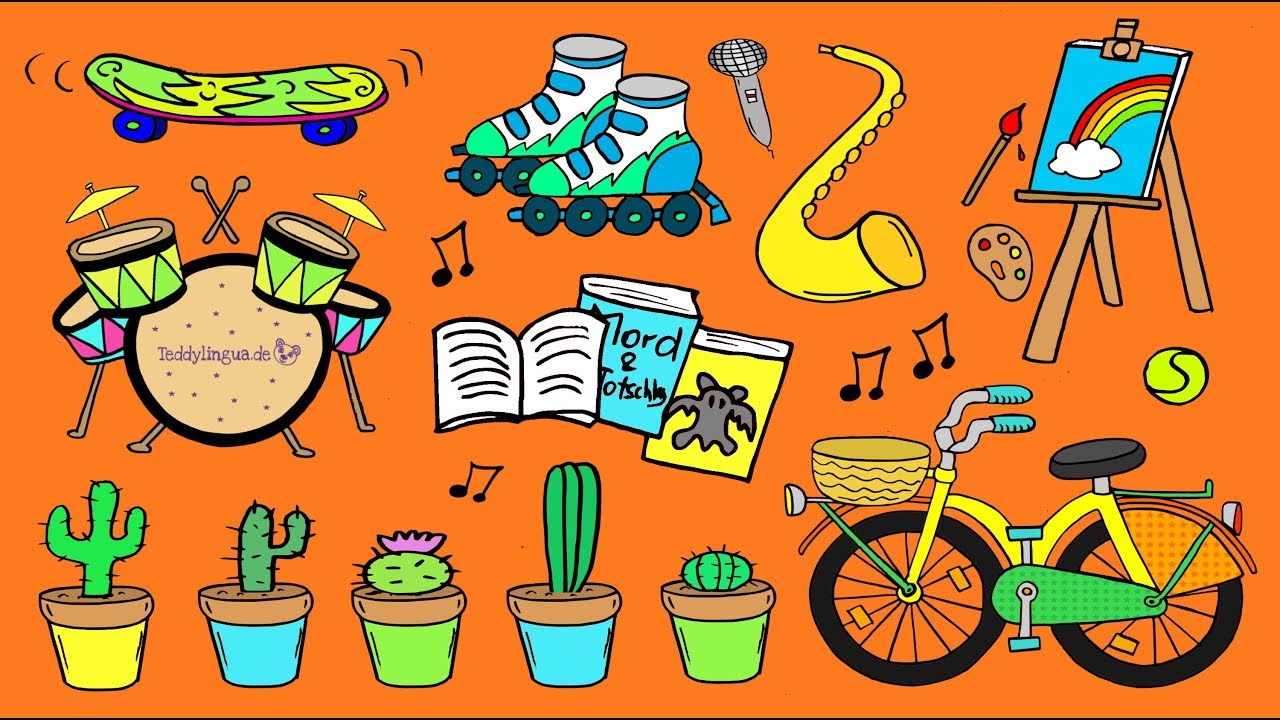 Deutsch lernen: Hobbys und Freizeit / German for children and beginners: hobbies