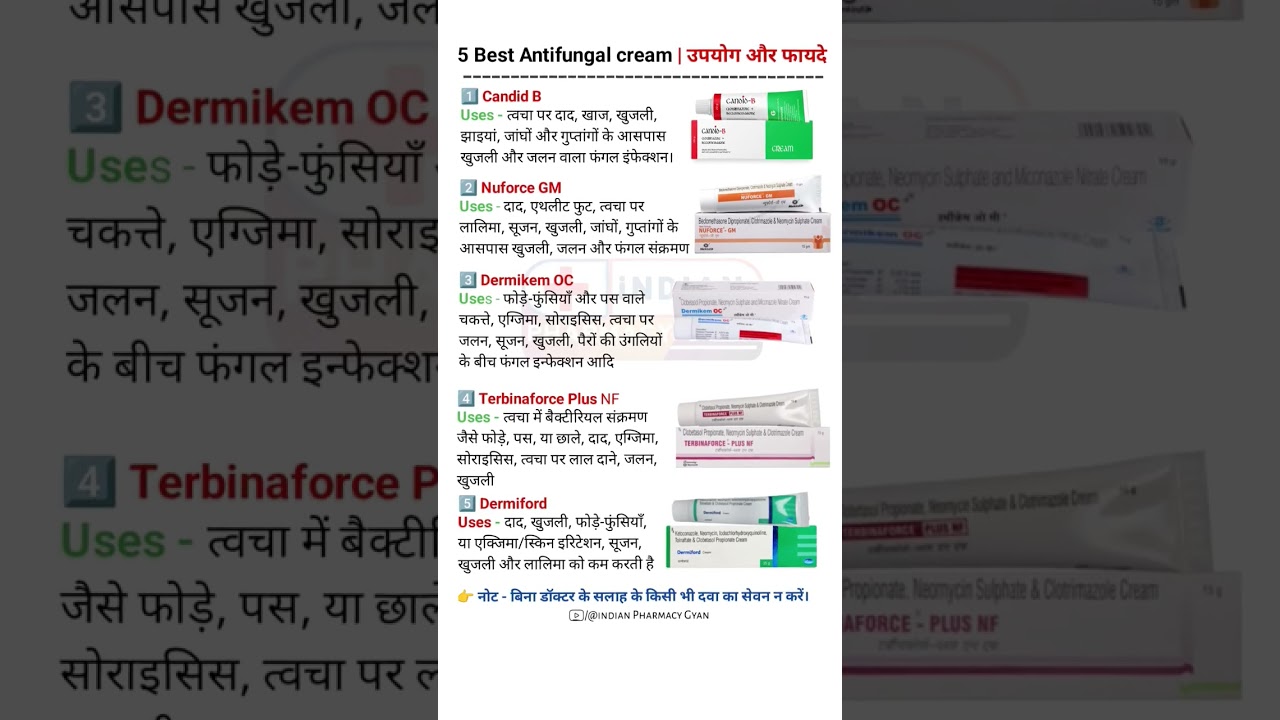 5 Best Antifungal cream | Antifungal cream उपयोग और फायदे | skin infection | Treatment |#shorts
