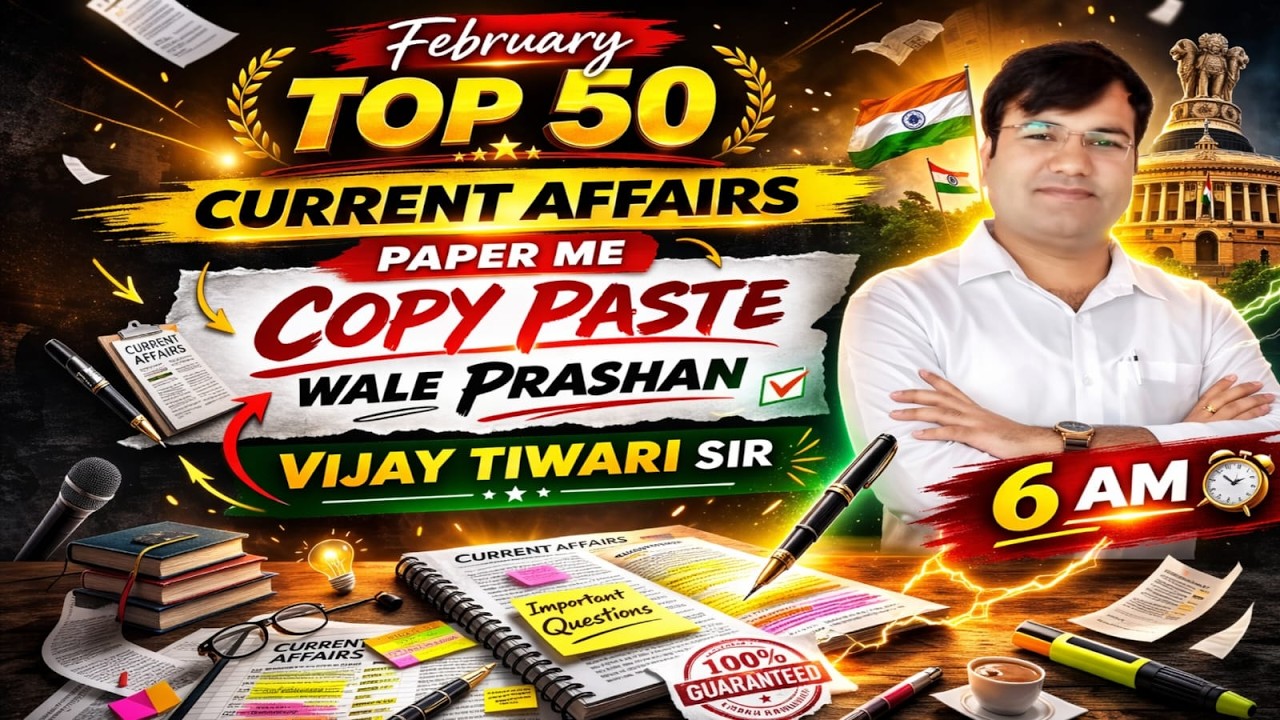 February Current Affairs Top 50 🔥Paper में सीधे आने वाले Copy-Paste प्रश्न  | Class 341