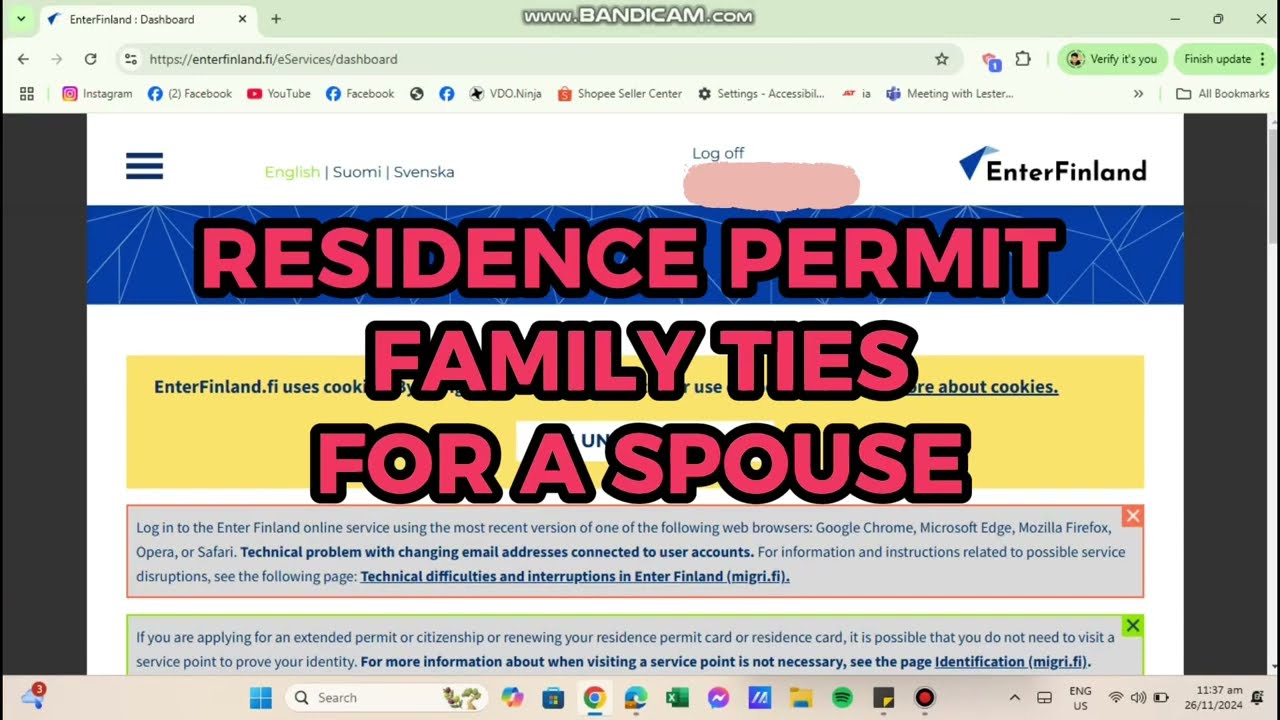 How to fill up application on ENTERFINLAND for Residence permit Family Ties for a Spouse