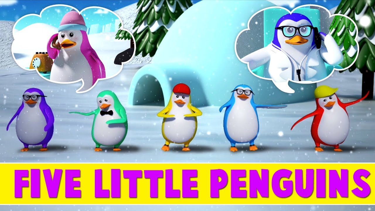 Cinq petits pingouins | Chansons pour enfants | Rhymes For Kids | Five Little Penguins