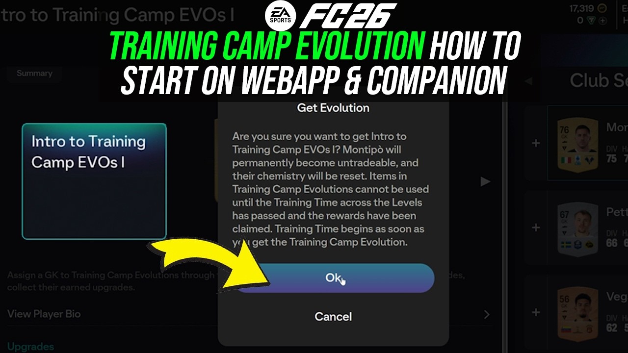 Как начать тренировочный лагерь Evolution в Ultimate Team — приложение-компаньон Evolution и веб-...