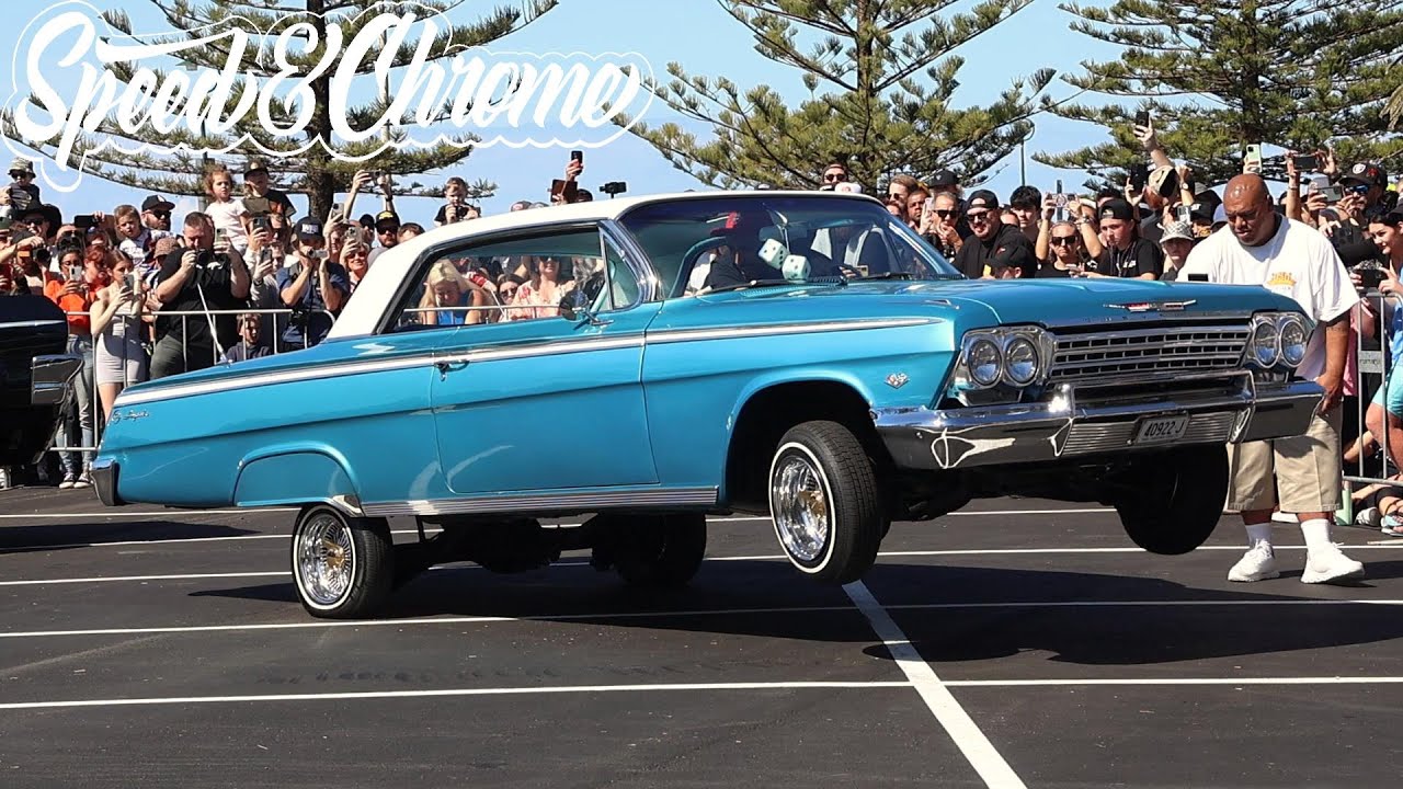 62 Impala Ragtop Lowrider Hops in Switchrow contest at Lowrider Sunday