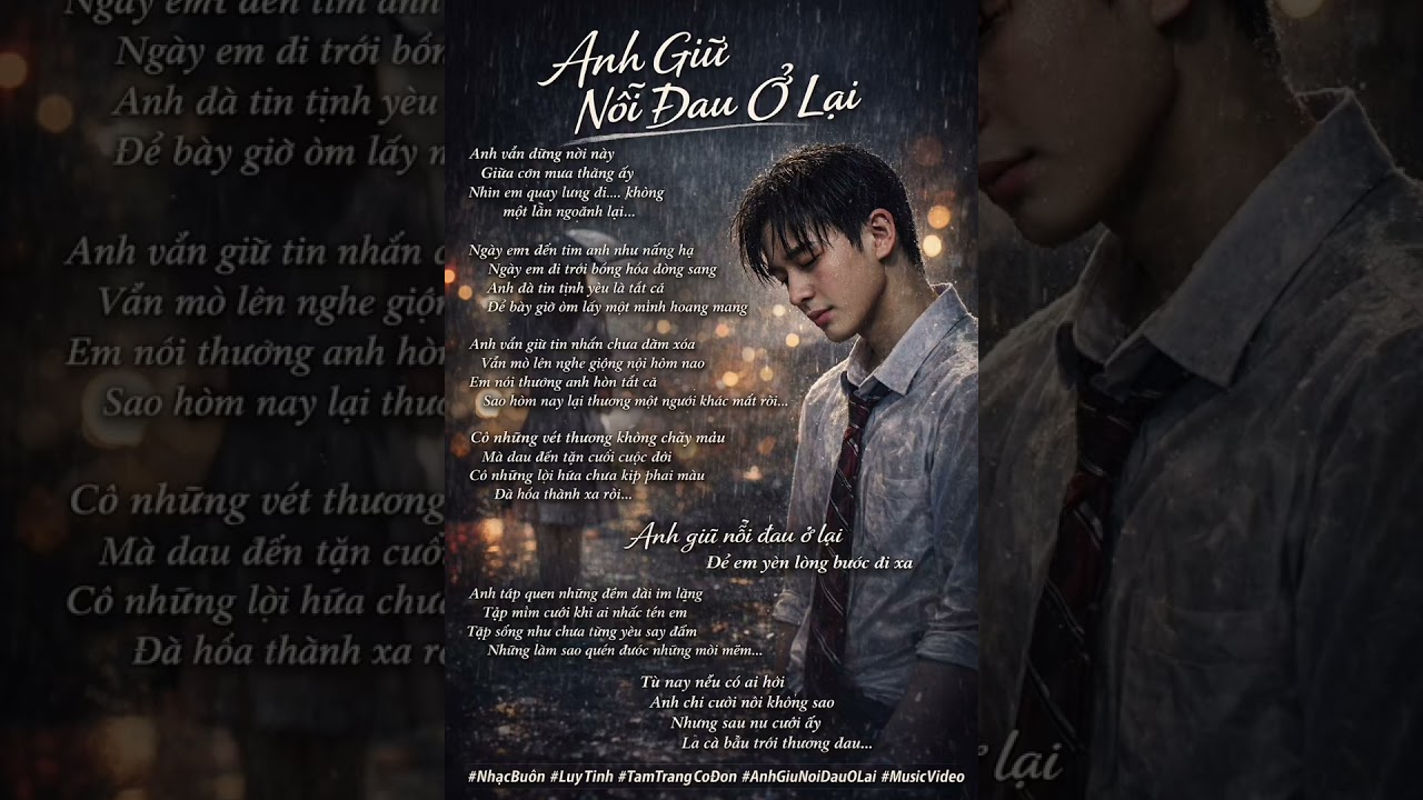 “Anh Giữ Nỗi Đau Ở Lại” #NhacBuon #LuyTinh #TamTrangCoDon #AnhGiuNoiDauOLai #MusicVideo